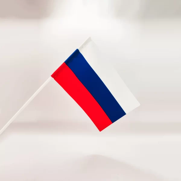 Флажок России (РФ) 12х18 см на пластиковой трубочке