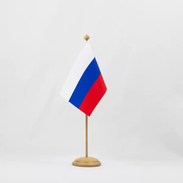 Настольный флаг России (РФ) 12х18 см на деревянной подставке