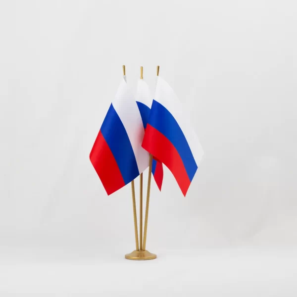 Настольный флаг России (РФ) 12х18 см Атлас двухсторонний