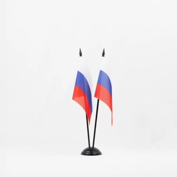 Настольный флаг России (РФ) 12х18 см Атлас односторонний