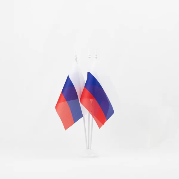 Настольный флаг России (РФ) 12х18 см сквозная печать