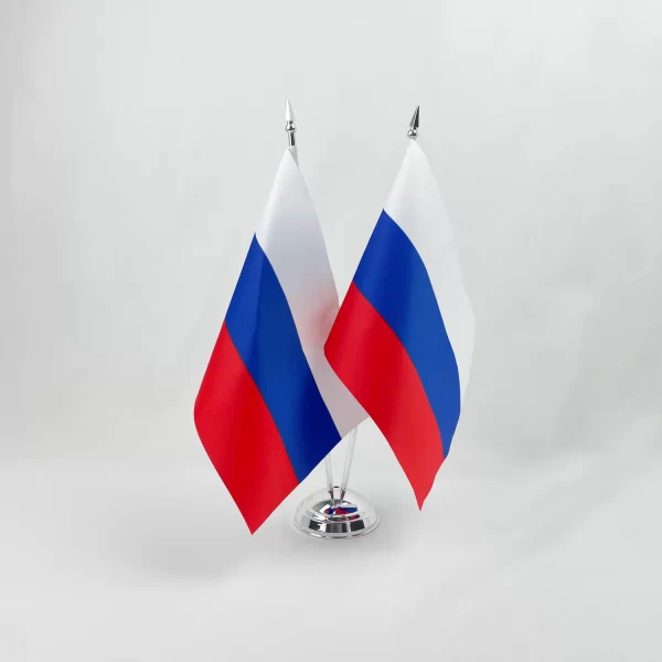 Настольный флаг России (РФ) 15х22 см Атлас двухсторонний
