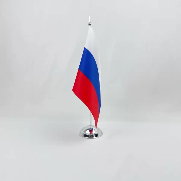 Настольный флаг России (РФ) 15х22 см Атлас двухсторонний