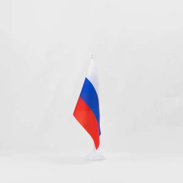 Настольный флаг России (РФ) 15х22 см Атлас односторонний