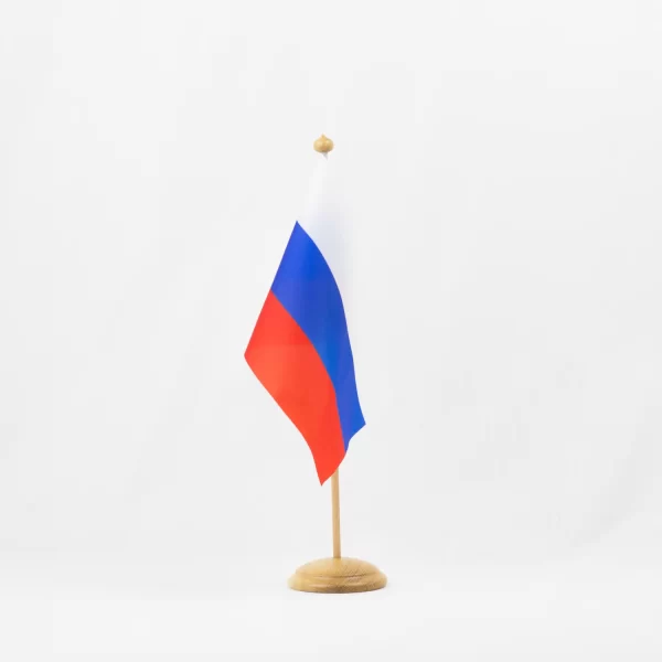 Настольный флаг России (РФ) 15х22 см Искусственный шелк