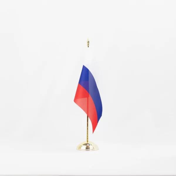 Настольный флаг России (РФ) 15х22 см на металлической подставке