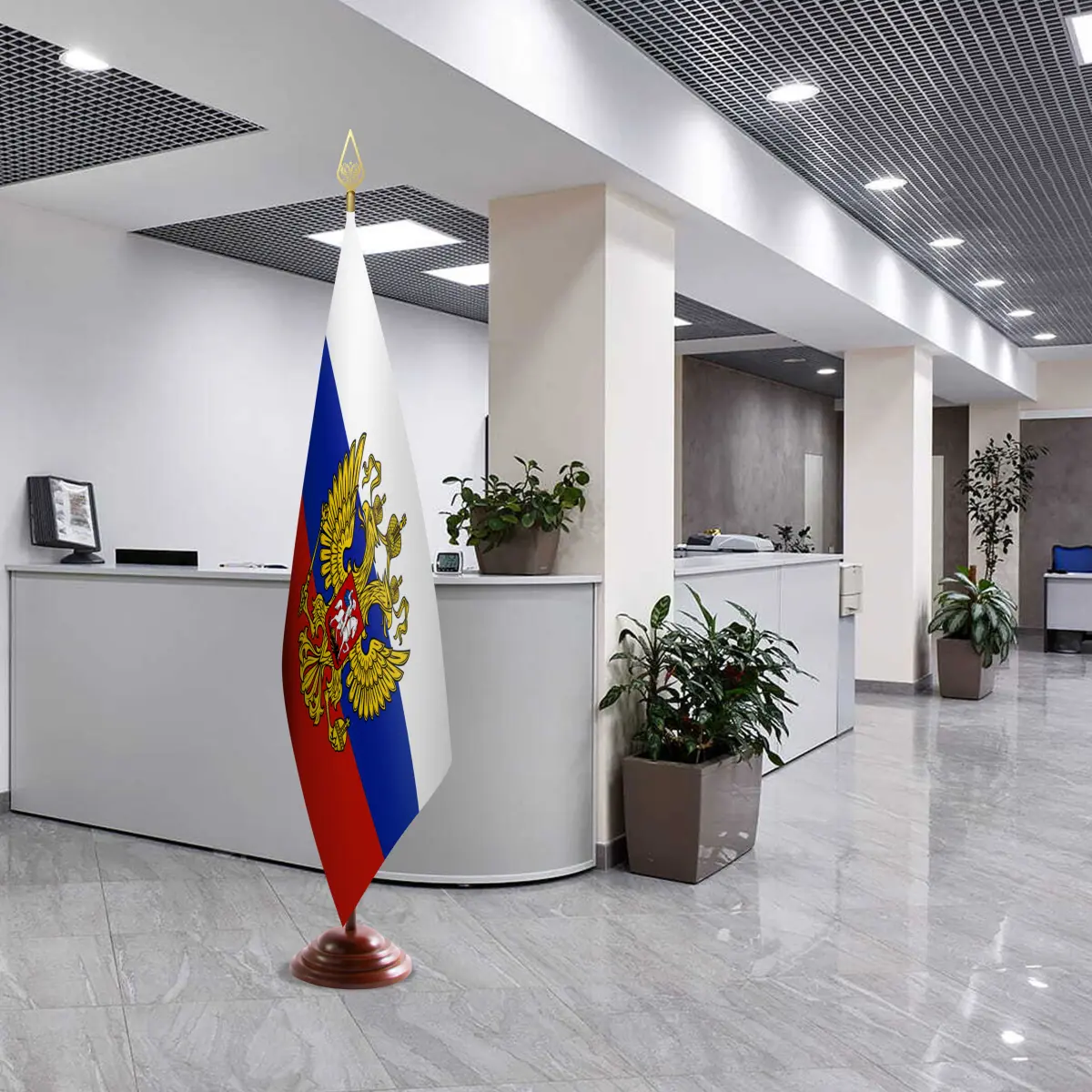 Еврофлаг---Кабинетный-флаг-России-с-гербом-4 Флаг России с гербом