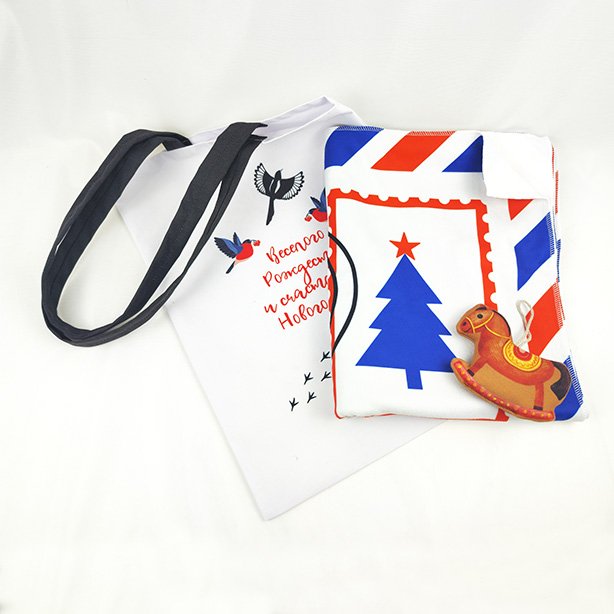 новогодний набор с шоппером пледом и игрушкой новогодний набор с шоппером