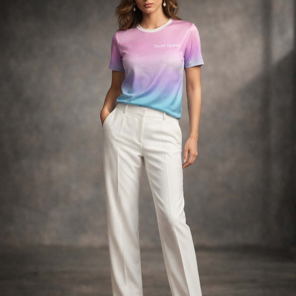футболка корпоративная женская лиловый градиент