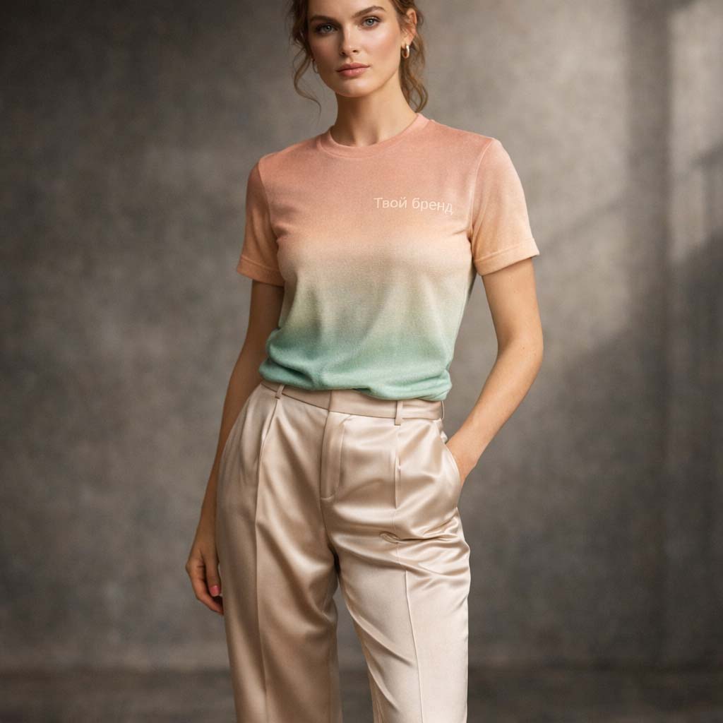 футболка корпоративная женская персиковая