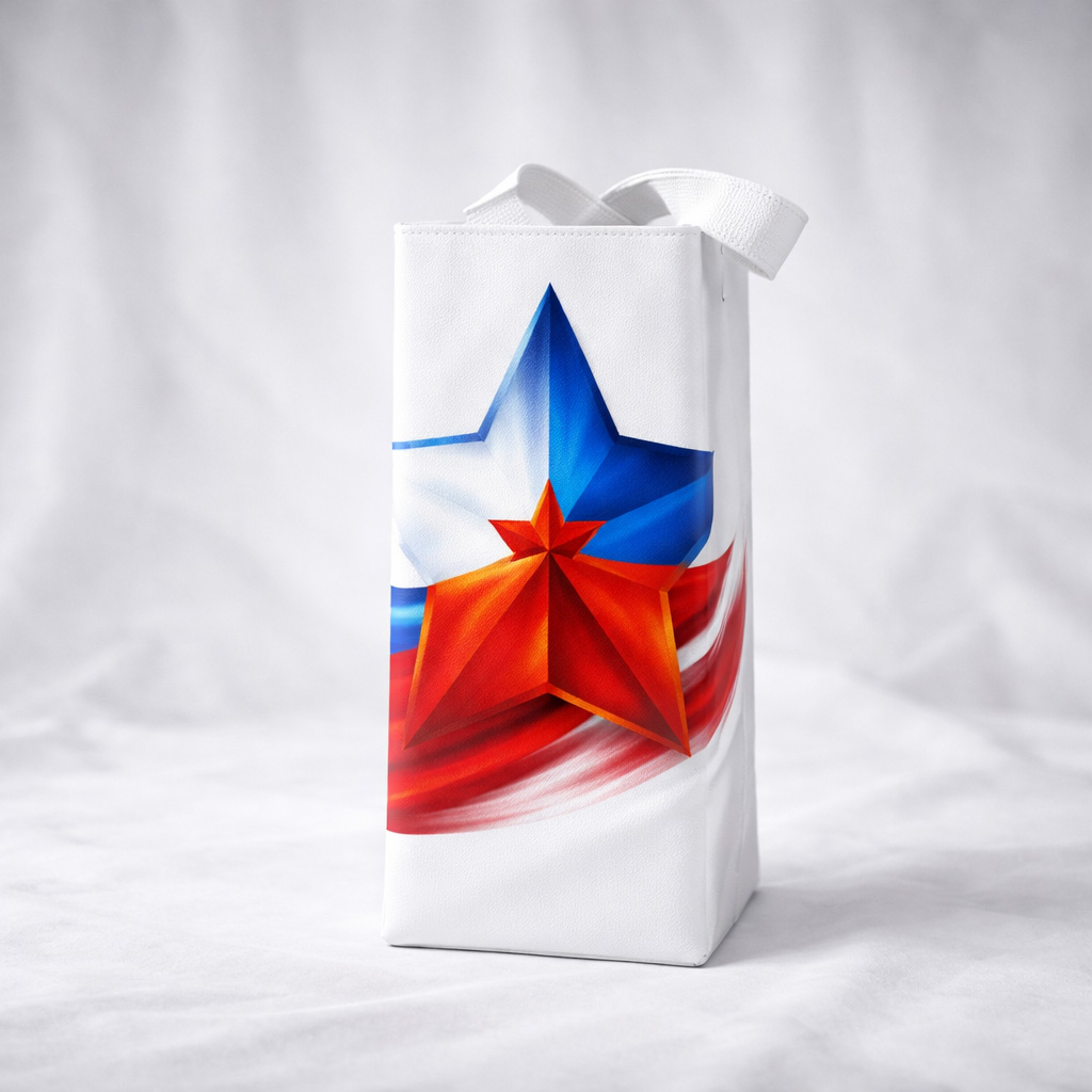 шоппер для вина белый триколор 23 февраля